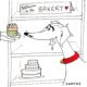 Hungry dog with bakery treats