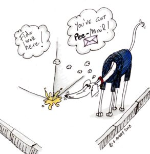 Cartoon dog smells a message