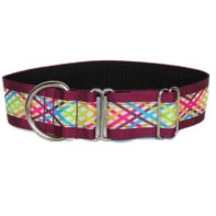 Everyday walking collar - Burgundy criss cross