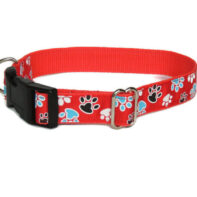 Red pawprints house collar